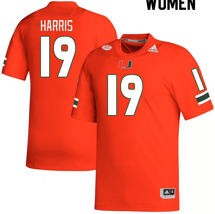 Women #19 Jaden Harris Miami Hurricanes College Football Jerseys Stitched-Orange